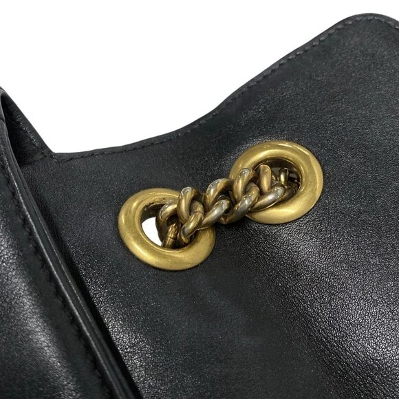 Auth GUCCI GG Marmont Quilting Small Shoulder Bag 443497 Black White Leather - Picture 9 of 16
